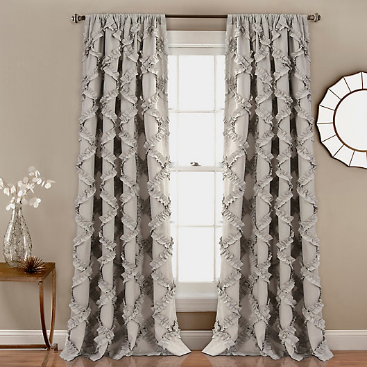 Alternate image 1 for Ruffle Diamond  84-Inch Rod Pocket Window Curtain in Grey (Set of 2)