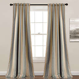 Julia Stripe  84-Inch Rod Pocket/Back Tab Room Darkening  Curtain Panel in Grey (Set of 2)