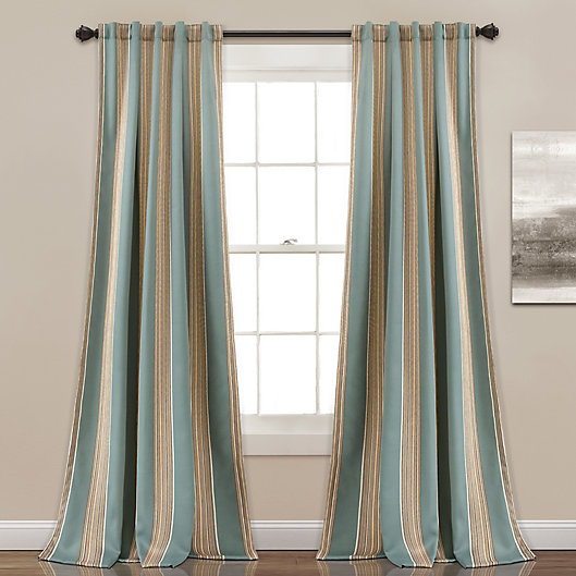 Alternate image 1 for Julia Stripe  84-Inch Rod Pocket/Back Tab Room Darkening Curtain Panel in Blue (Set of 2)