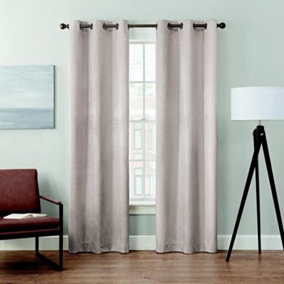 Brookstone&reg; Velvet Solid 2-Pack 108-Inch 100% Blackout Window Curtain Panels in Oyster
