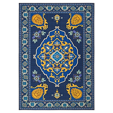 5' Round Turquoise/Gold SAFAVIEH Collection Inspired by Disney’s live action film Aladdin Dream Machine Washable Kids Bedroom Nursery Playroom Area Rug