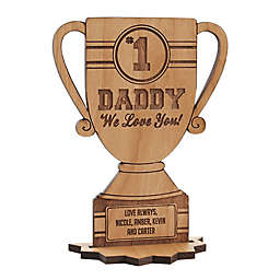 #1 Dad Personalized Trophy Wood Keepsake in Natural