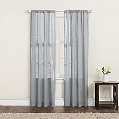 SALT&trade; Clarke 84-Inch Rod Pocket Window Curtain Panels in Grey (Set of 2). View a larger version of this product image.