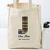 Crayon Letter Personalized 14-Inch x 10-Inch Teacher Tote Bag