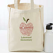 Apple Scroll Personalized 14-Inch x 10-Inch Teacher Canvas Tote Bag
