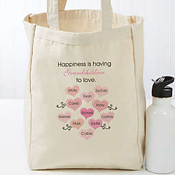 What Is Happiness? Personalized 14-Inch x 10-Inch Canvas Tote Bag