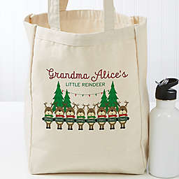 Reindeer Family Character Personalized 14-Inch x 10-Inch Canvas Tote Bag