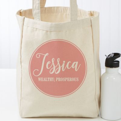 Name Meaning Personalized 14-Inch x 10-Inch Canvas Tote Bag