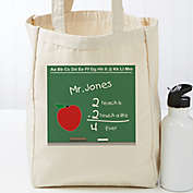 Chalkboard Teacher Personalized 14-Inch x 10-Inch Canvas Tote Bag