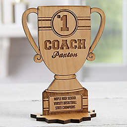 #1 Coach Personalized Trophy Keepsake Natural