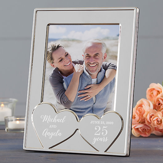 Alternate image 1 for Anniversary Hearts Personalized Silver Picture Frame