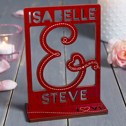 Alternate image 1 for You & I Personalized Wood Cutout Keepsake in Red
