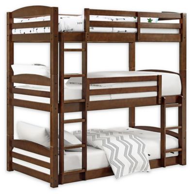 wooden triple bunk bed