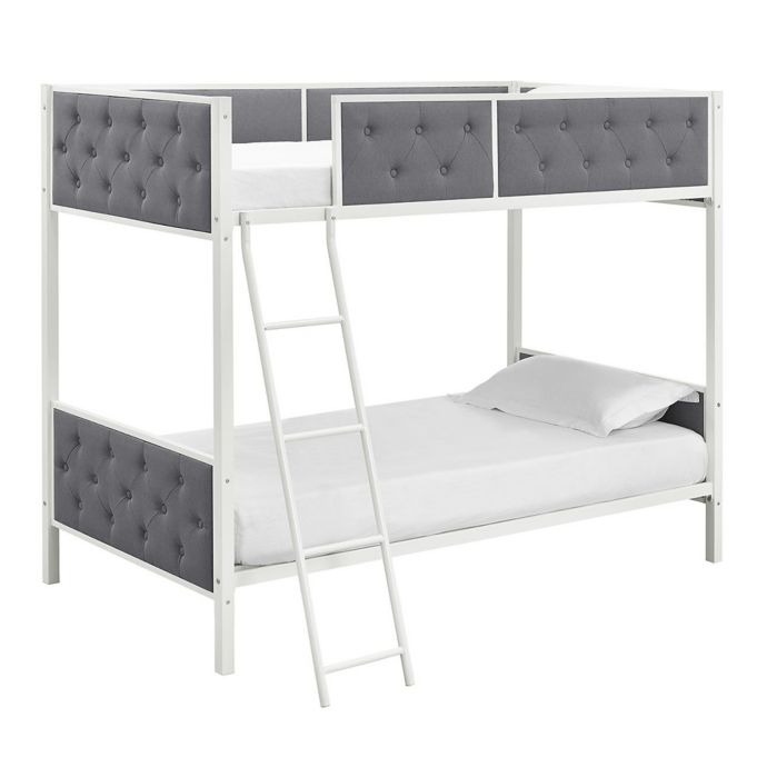 EveryRoom Clara Twin Over Twin Metal Bunk Bed in Grey Bed Bath & Beyond