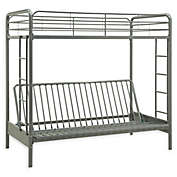 EveryRoom Twin Over Futon Metal Bunk Bed in Silver