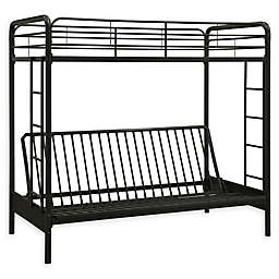 EveryRoom Twin Over Futon Metal Bunk Bed in Black
