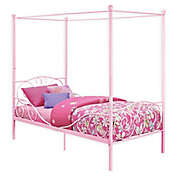 Atwater Living Whimsical Twin Metal Canopy Bed in Pink