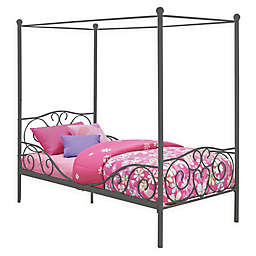Atwater Living Whimsical Twin Metal Canopy Bed in Pewter