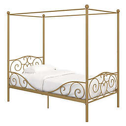 Atwater Living Whimsical Twin Metal Canopy Bed in Gold
