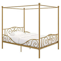 Atwater Living Whimsical Full Metal Canopy Bed in Gold