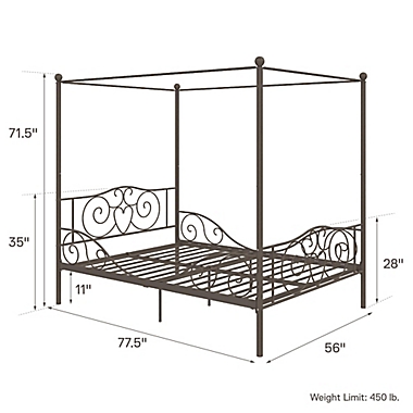 Atwater Living Whimsical Full Metal Canopy Bed in Pewter. View a larger version of this product image.
