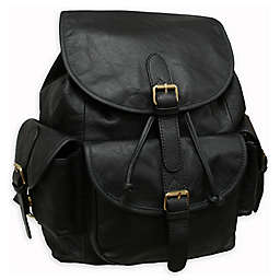 Amerileather Urban Buckle-Flap Backpack in Black