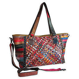 Amerileather Cecily Woven Tote Bag in Rainbow