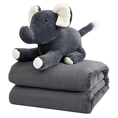 Therapedic&reg; 6 lb. Kids Weighted Blanket with Elephant Plush Toy in Grey. View a larger version of this product image.