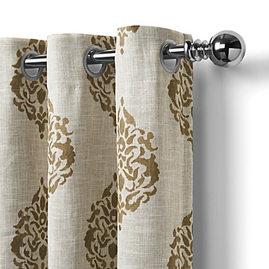 Navara Medallion 95-Inch Grommet Room Darkening Window Curtain Panel in Natural. View a larger version of this product image.