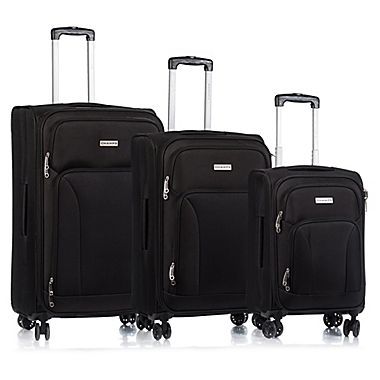 CHAMPS Travelers 3-Piece Softside Spinner Luggage Set in Black. View a larger version of this product image.