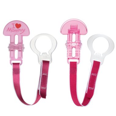 MAM Love & Affection I Love Mommy Paci Clip with Leash Set in Pink. View a larger version of this product image.