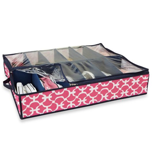 The Macbeth Collection 12Pair Under the Bed Shoe Organizer in Pink