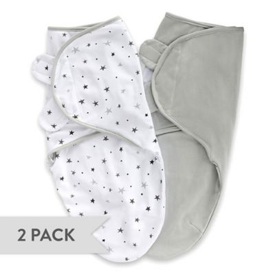 Ely&#39;s &amp; Co.&reg; Size 0-3M 2-Pack Stars Adjustable Swaddle Blankets in Grey