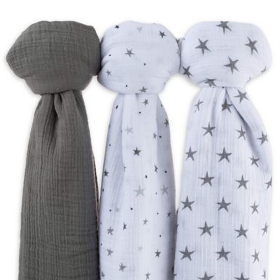 Ely&#39;s &amp; Co.&reg; 3-Pack Cotton Muslin Star Print Swaddle Blankets