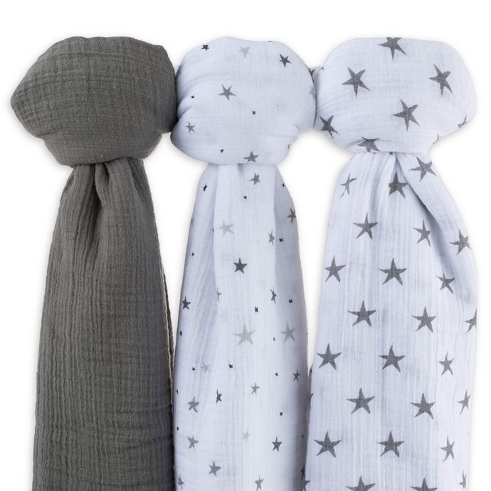 Ely's & Co.® 3Pack Cotton Muslin Star Print Swaddle Blankets buybuy BABY