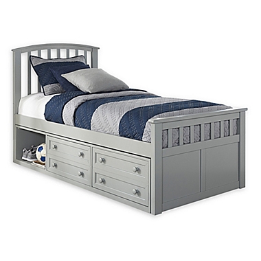 Hillsdale Furniture Charlie Twin Captain&#39;s Bed with 2 Drawers in Grey. View a larger version of this product image.