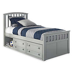 Hillsdale Furniture Charlie Twin Captain's Bed with 2 Drawers in Grey