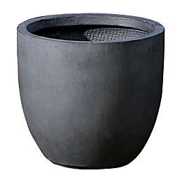 Smooth Stone Finish Small Round Bowl Planter in Grey