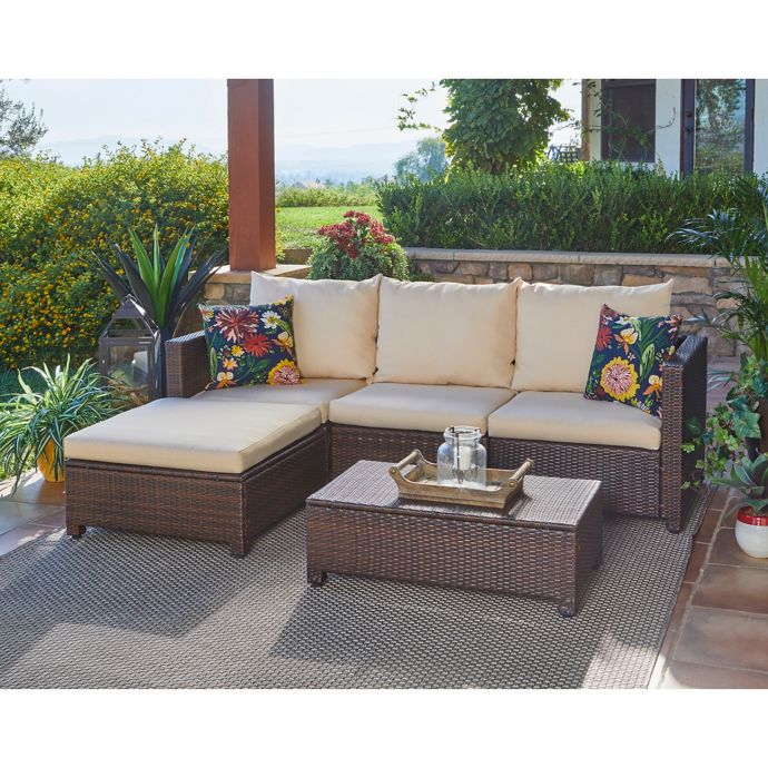 Handy Living Azura 5 Piece Patio Sectional Conversation Set Bed Bath Beyond