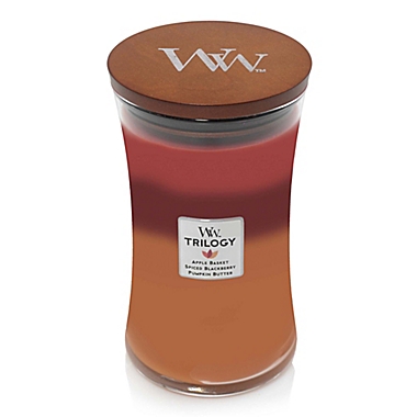 WoodWick&reg; Trilogy Autumn Harvest 21.5 oz. Hourglass Candle. View a larger version of this product image.