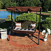 Sunnydaze Decor 2-Person Patio Swing with Canopy in Brown