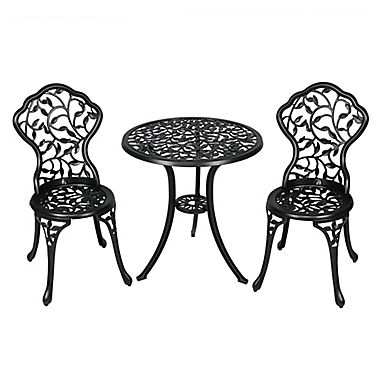 Sunnydaze Decor 3-Piece Outdoor Bistro Set in Black. View a larger version of this product image.