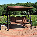 Alternate image 0 for Sunnydaze Decor 3-Person Patio Swing with Canopy and Brown Cushions