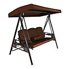 Alternate image 1 for Sunnydaze Decor 3-Person Patio Swing with Canopy and Brown Cushions