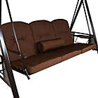 Alternate image 2 for Sunnydaze Decor 3-Person Patio Swing with Canopy and Brown Cushions
