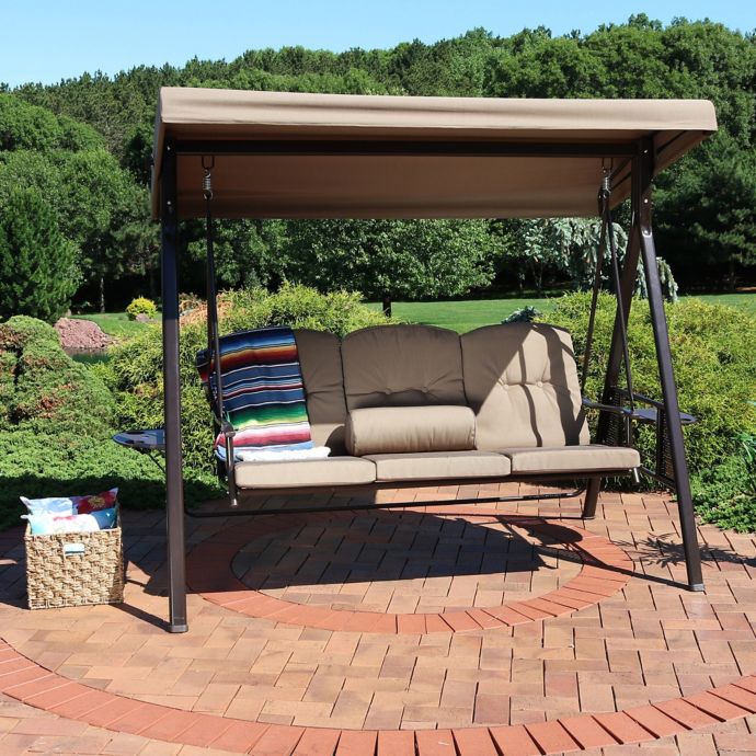 Sunnydaze Decor 3-Person Patio Swing with Canopy and ...