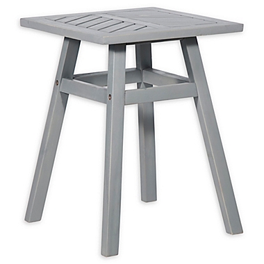 Forest Gate Olive Acacia Outdoor Side End Table in Grey Wash. View a larger version of this product image.