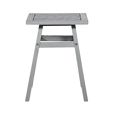 Forest Gate Olive Acacia Outdoor Side End Table in Grey Wash. View a larger version of this product image.