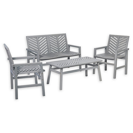 Alternate image 1 for Forest Gate Olive 4-Piece Outdoor Acacia Chat Set in Grey Wash