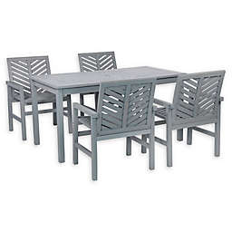 Forest Gate Olive 5-Piece Outdoor Acacia Dining Set in Grey Wash